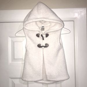 Old Navy GIRLS HOODED White Fleece Vest 5T
